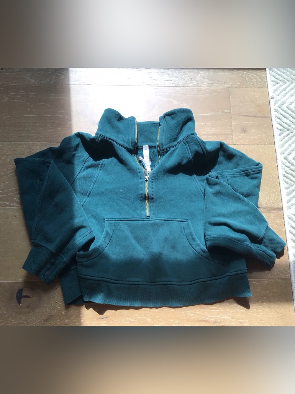 lululemon Teal Cropped Half-Zip Turtleneck Sweatshirt